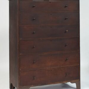 Impressive 19th C. Shaker six-drawer cherry chest on bracket base
