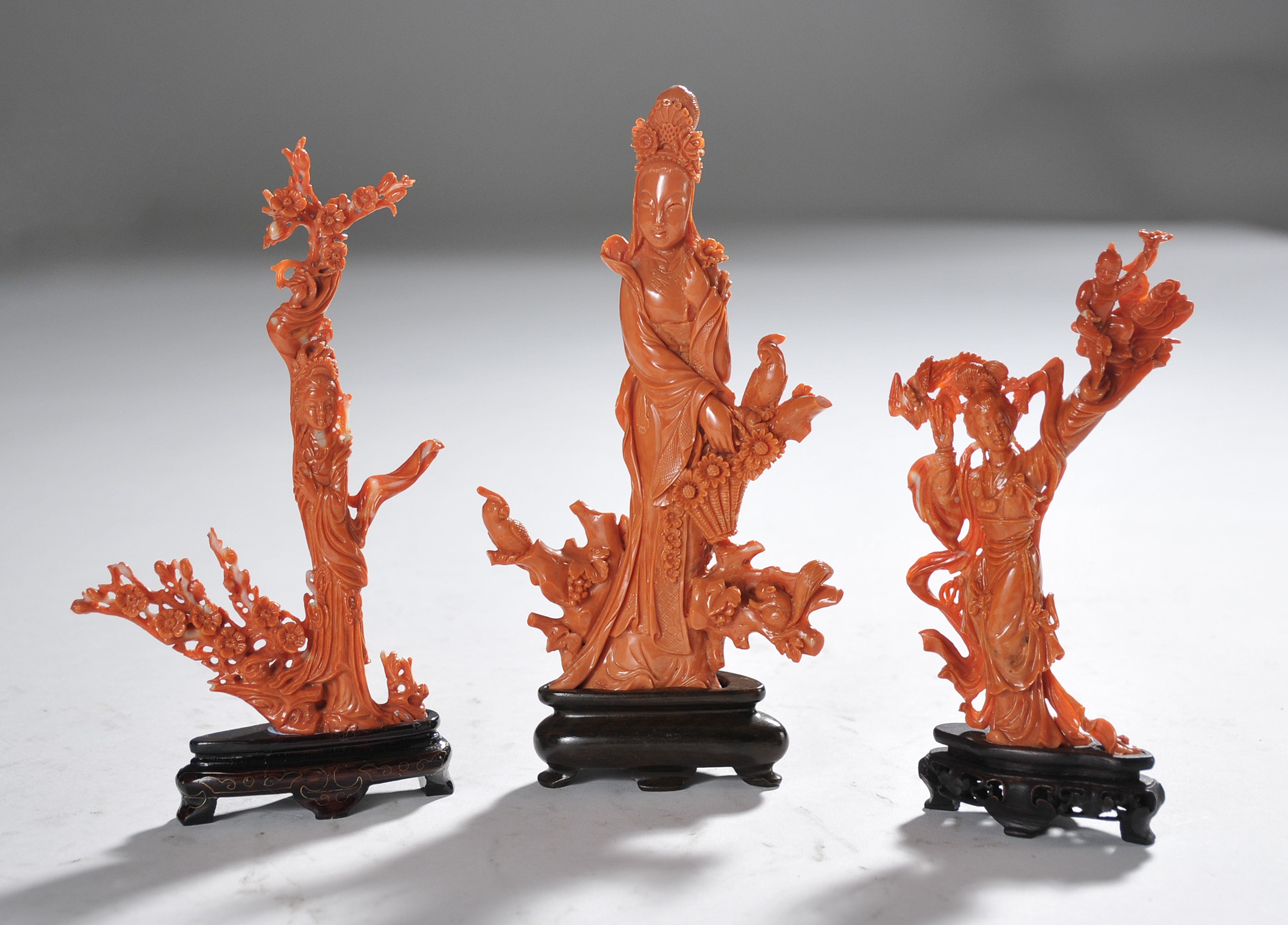 Fine Chinese red coral carvings