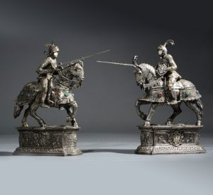 Silver knights on horseback