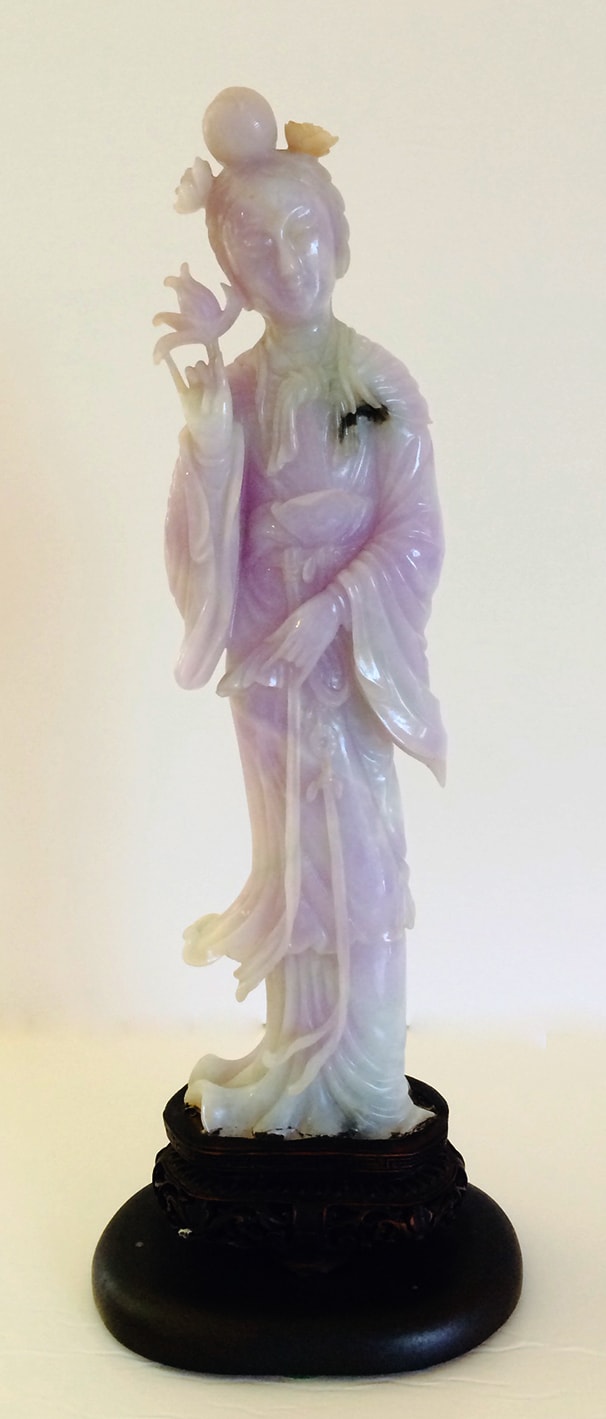Lavender jade figure of Guanyin
