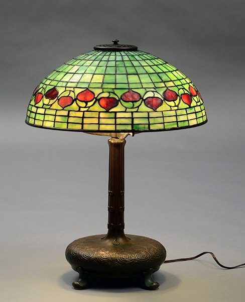 Tiffany Studios table lamp, acorn, $12,500