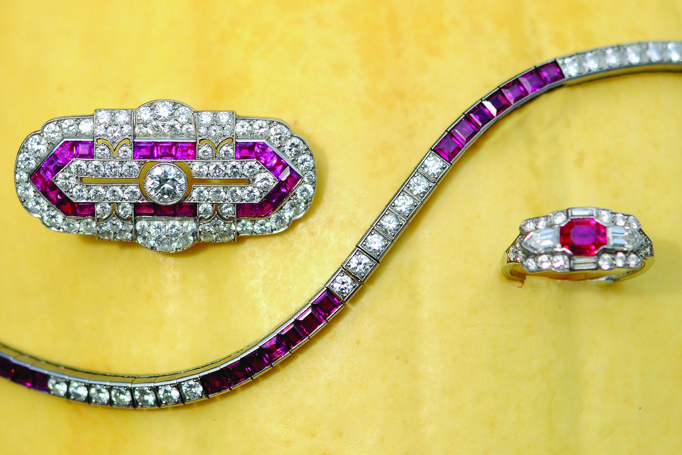 Vintage Art Deco diamond and ruby jewelry by Tiffany and Co