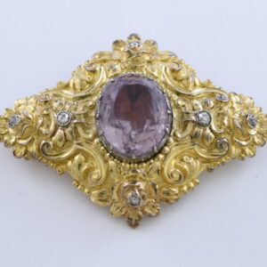 18k yellow gold Russian signed Faberge brooch with hallmarks