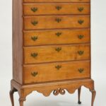 18th C. NH Queen Anne maple tall chest on frame