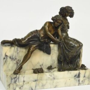 Signed Carl Kauba bronze and marble sculpture