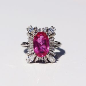Jewelry-Gorgeous mid-century Burmese ruby and diamond ring set in platinum