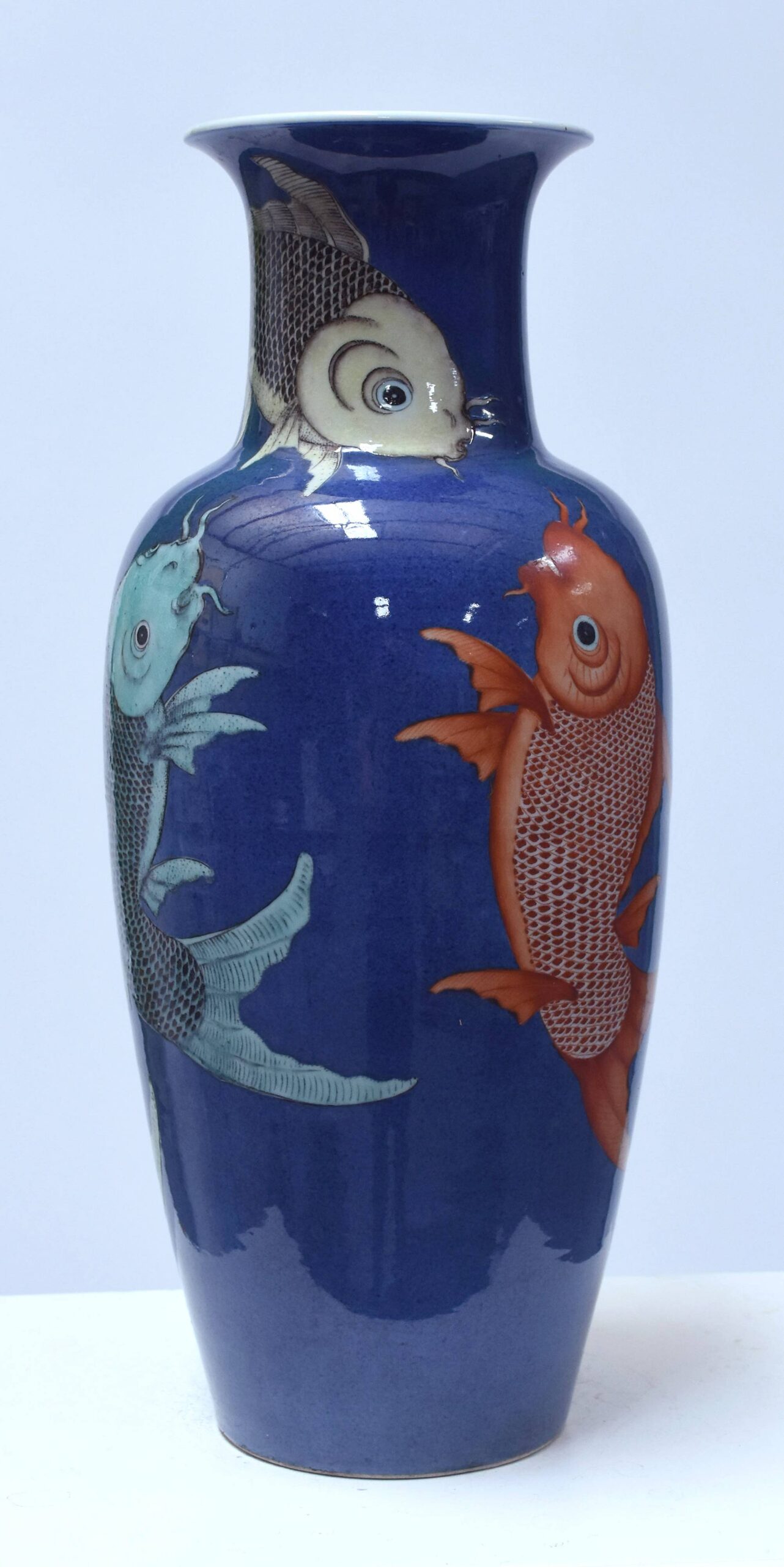 Chinese enamel decorated carp vase