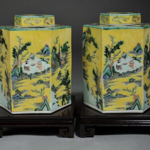 Chinese octagonal covered jars