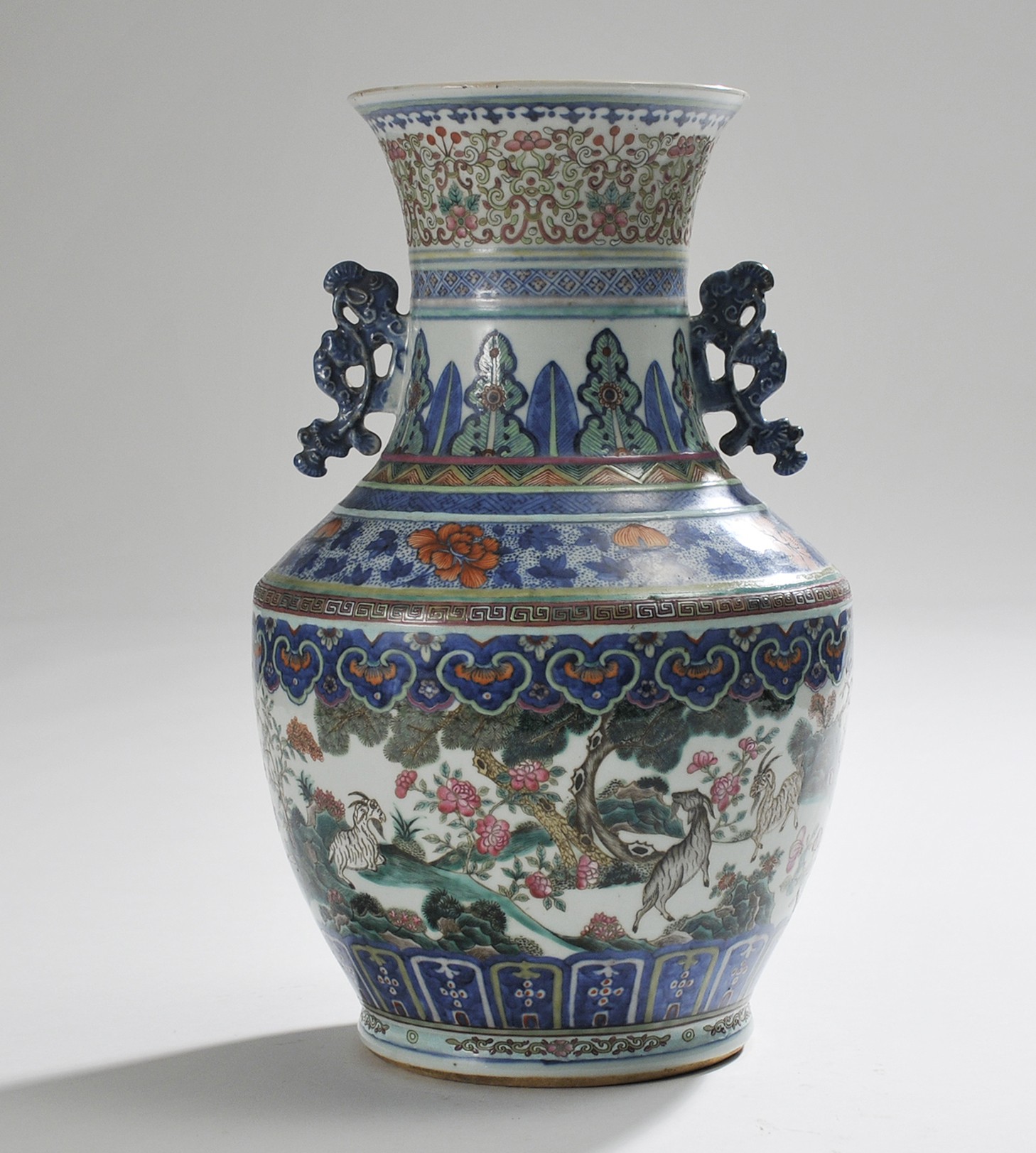 Porcelain vase blue under glaze and famille verte